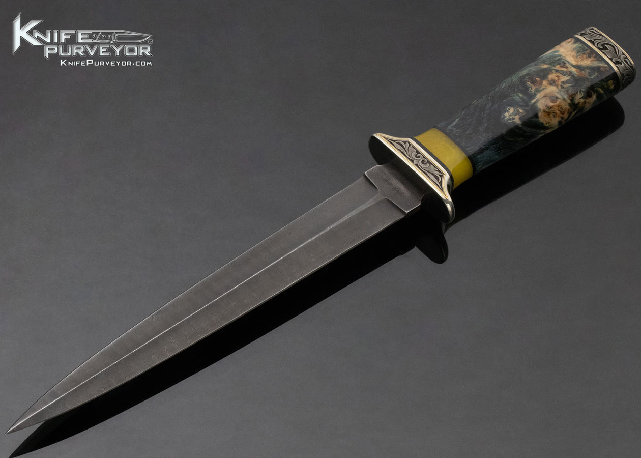 Don Lozier Custom Knife Jerry Rados Damascus Presentation Dagger Engraved by Julie Warenski 12525