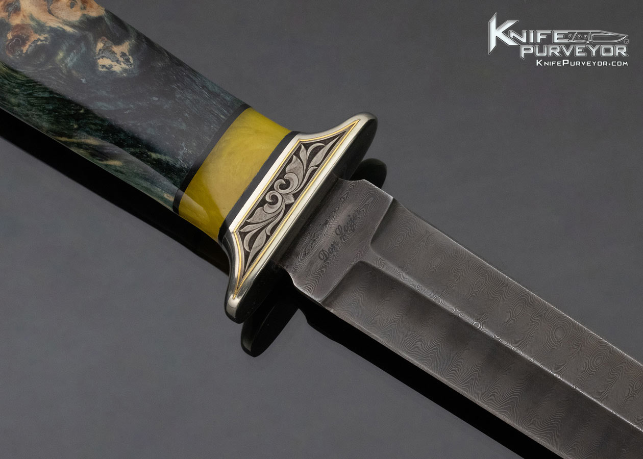 Don Lozier Custom Knife Jerry Rados Damascus Presentation Dagger Engraved by Julie Warenski - Image 4