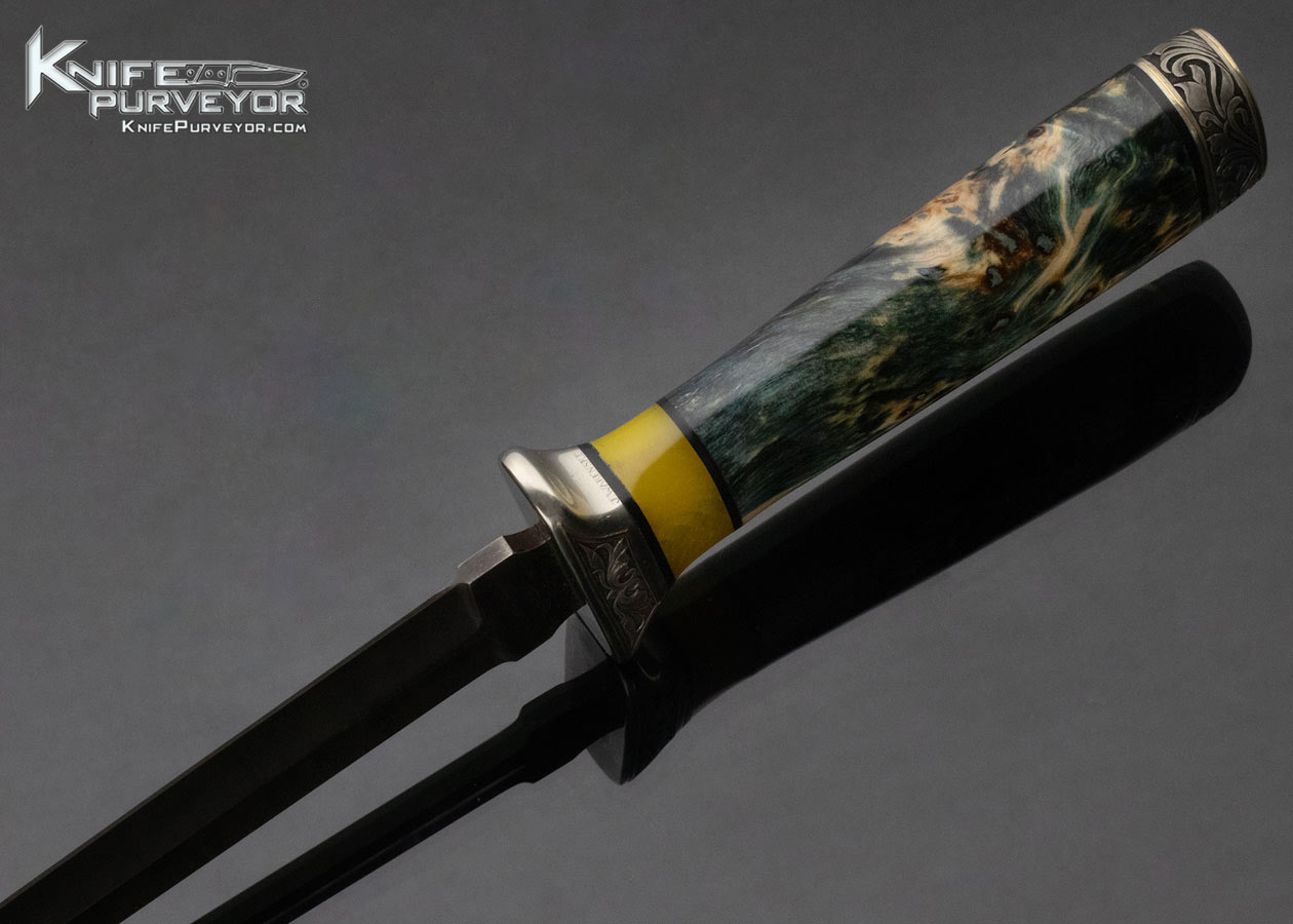 Don Lozier Custom Knife Jerry Rados Damascus Presentation Dagger Engraved by Julie Warenski - Image 5