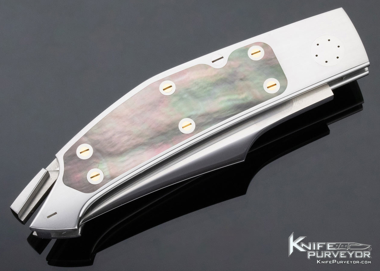 Emmanuel Esposito Custom Knife Black Lip Tahitian Pearl Shell Interframe H Lock - Image 5