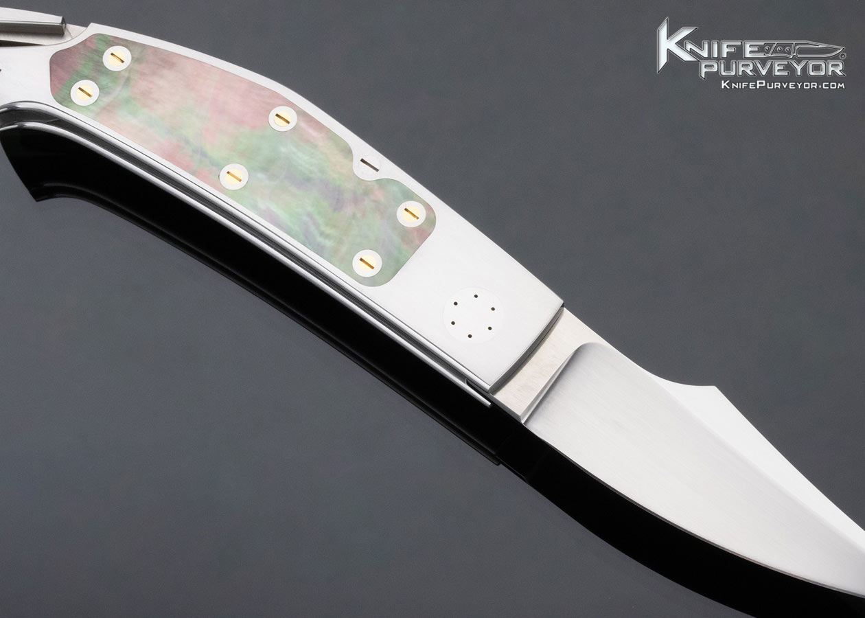 Emmanuel Esposito Custom Knife Black Lip Tahitian Pearl Shell Interframe H Lock - Image 4