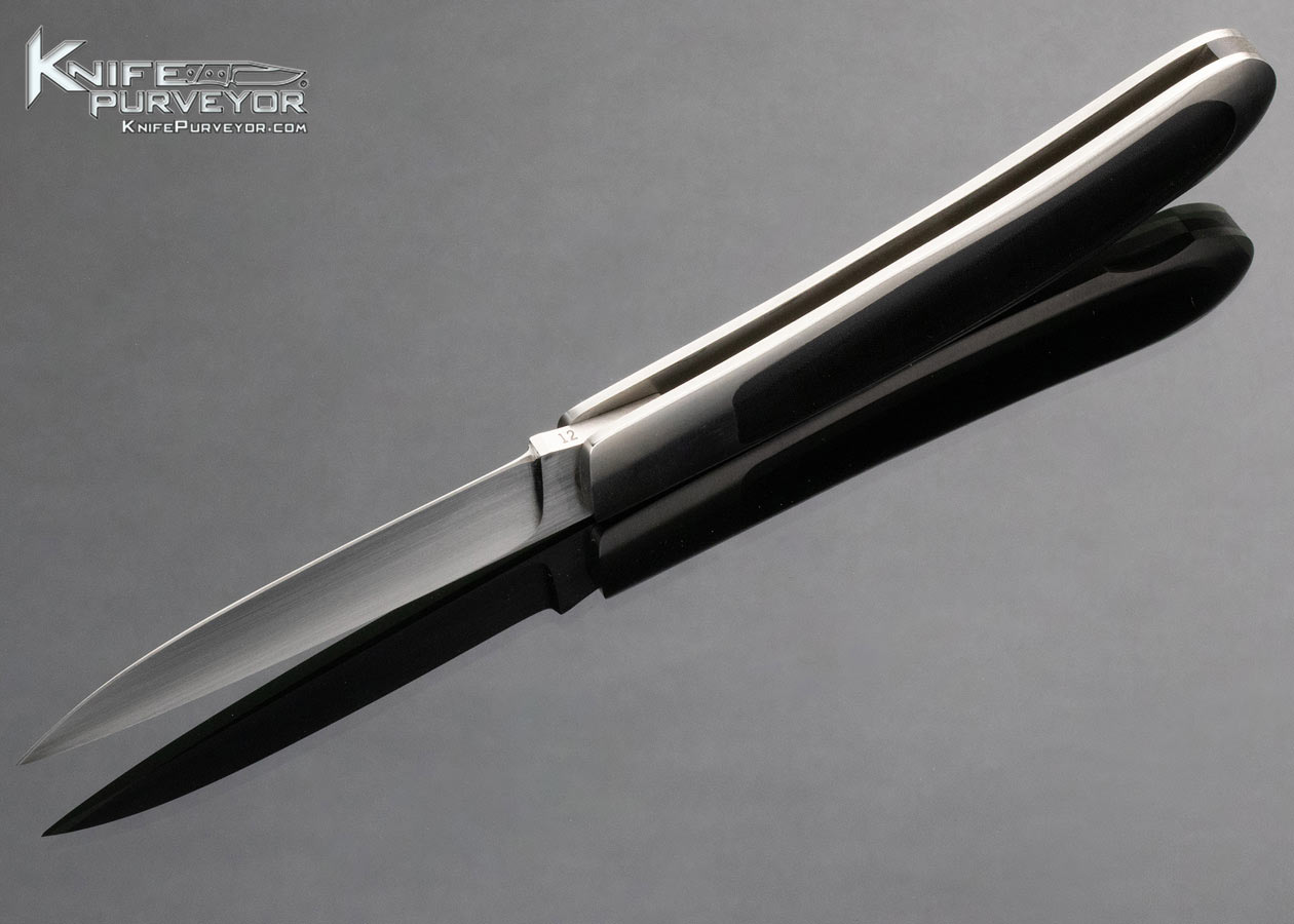 George Herron Custom Knife Black Micarta Interframe Lockback 14789