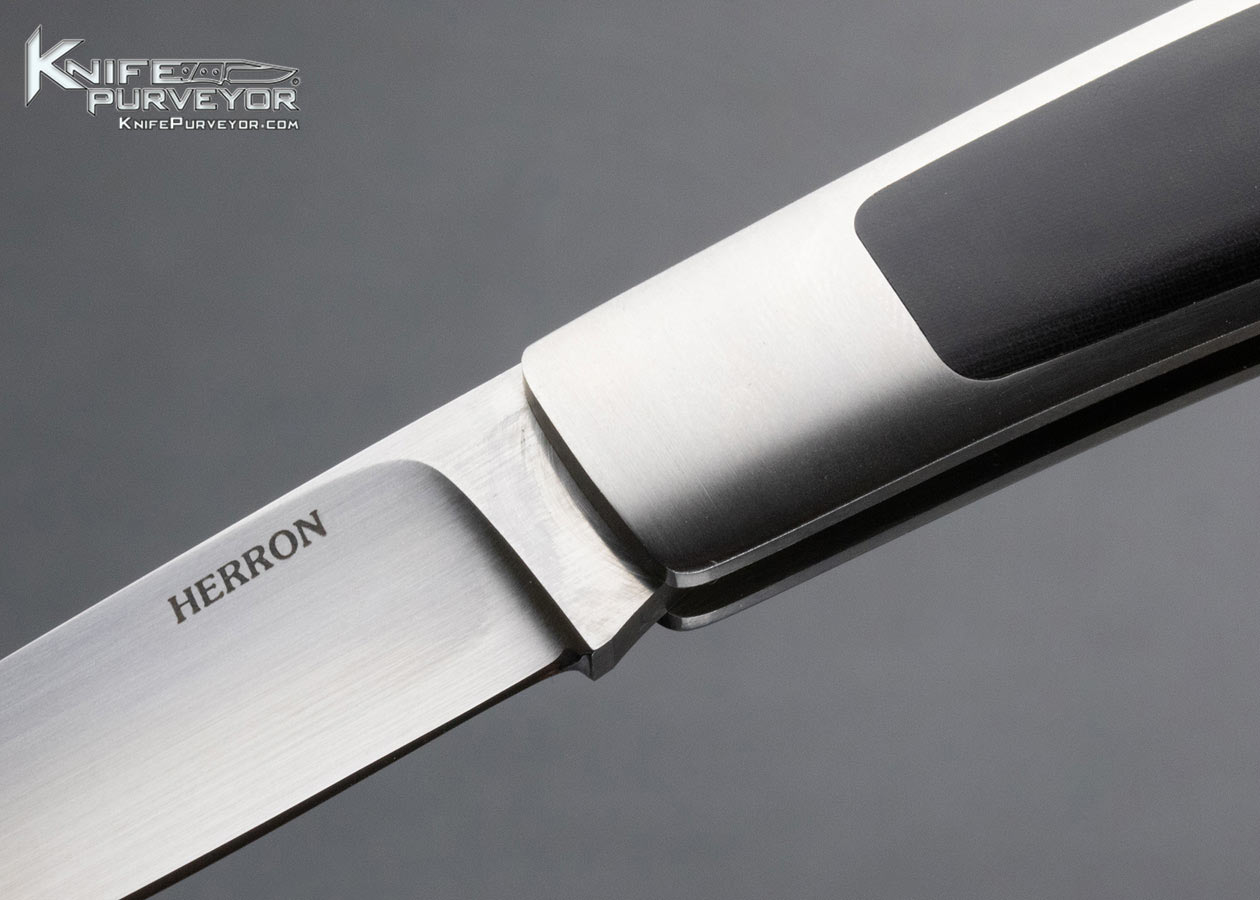George Herron Custom Knife Black Micarta Interframe Lockback - Image 2