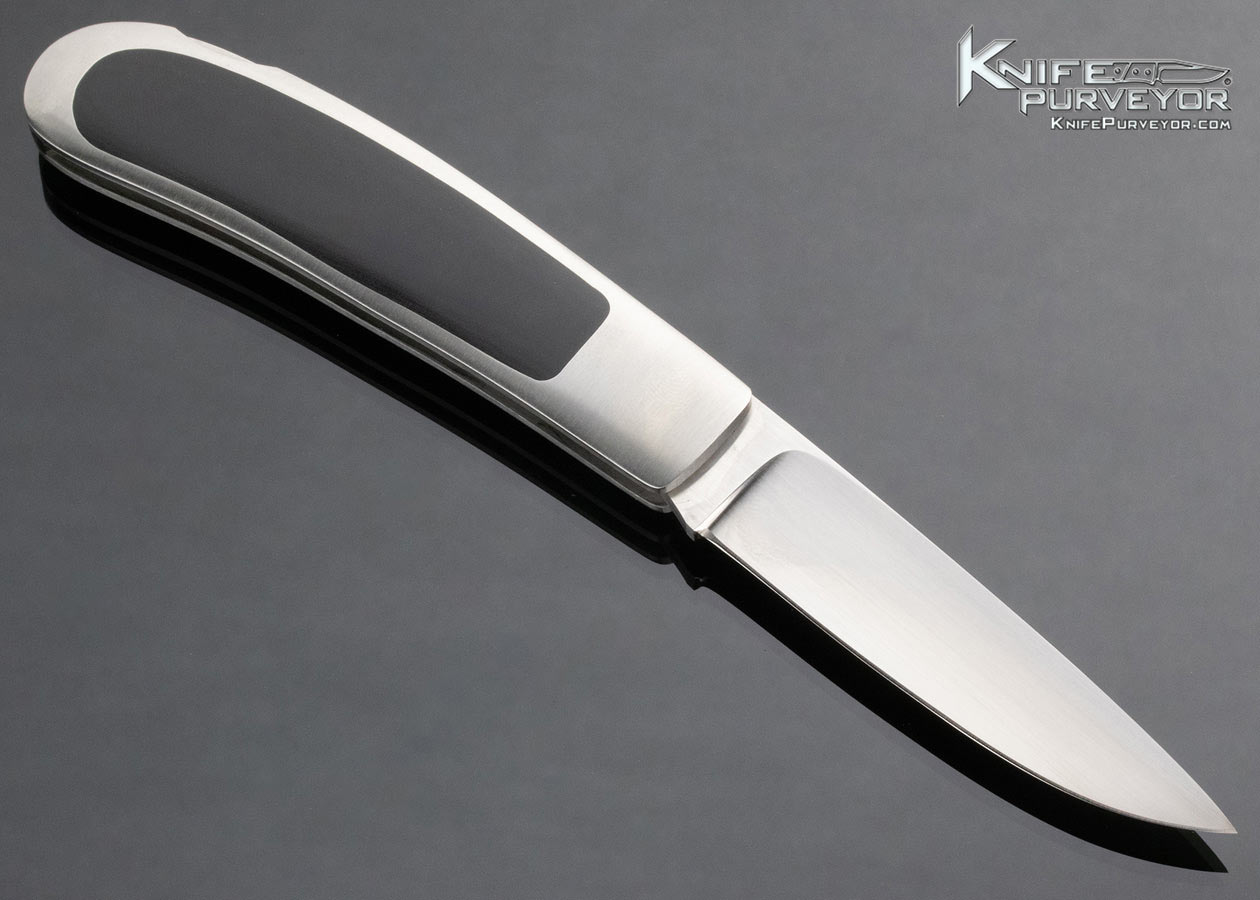 George Herron Custom Knife Black Micarta Interframe Lockback - Image 3