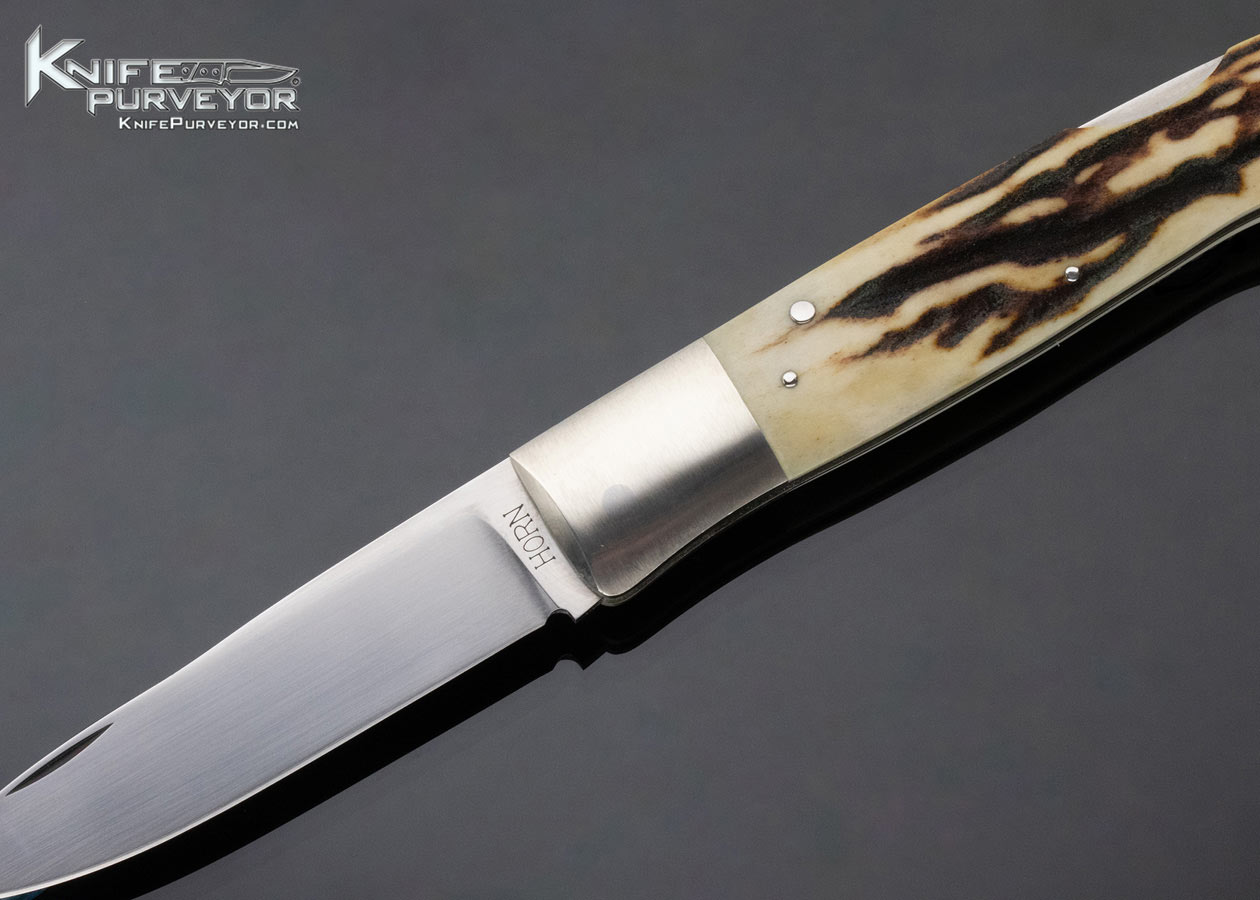 Jess Horn Custom Knife Stag and Nickle Silver Lockback #002 - Image 2