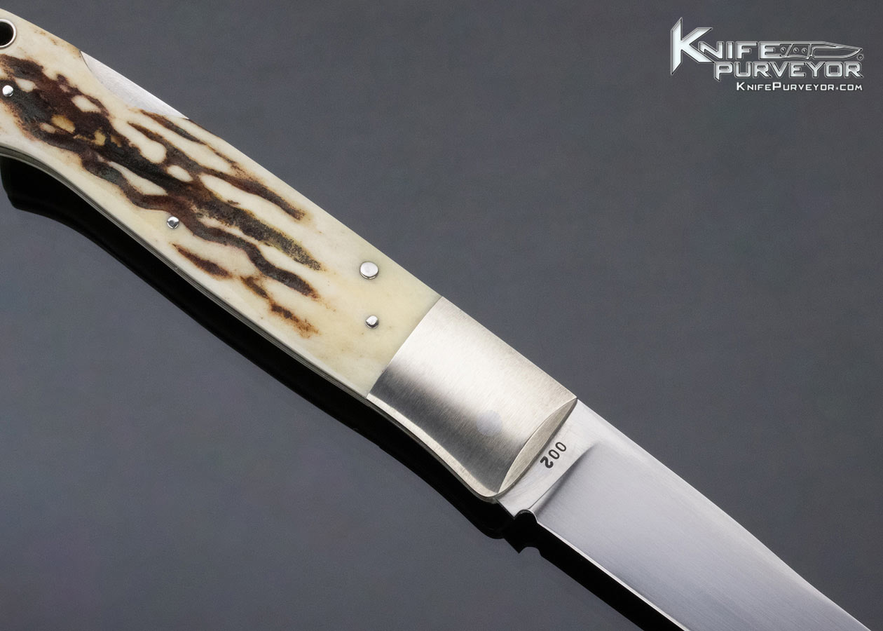 Jess Horn Custom Knife Stag and Nickle Silver Lockback #002 - Image 4