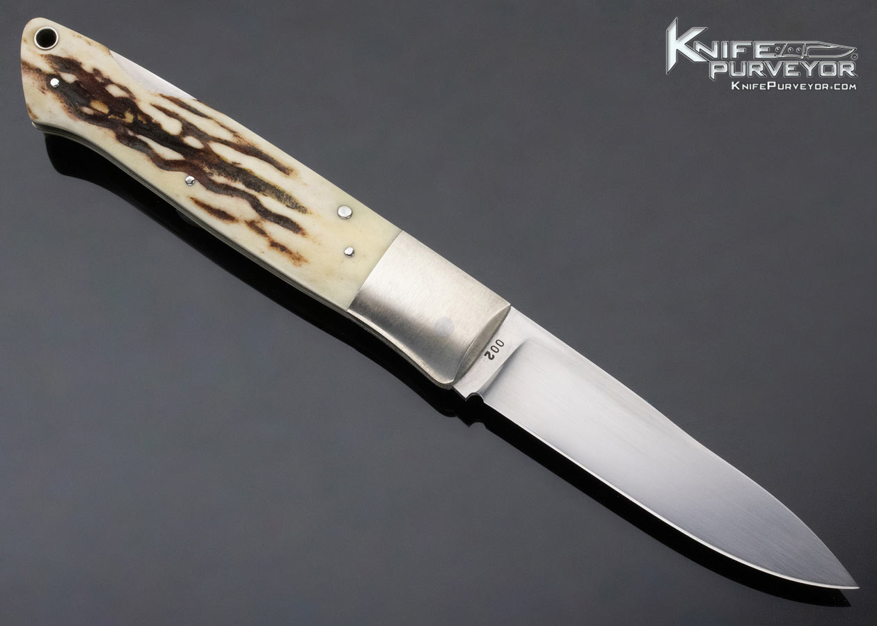 Jess Horn Custom Knife Stag and Nickle Silver Lockback #002 - Image 3