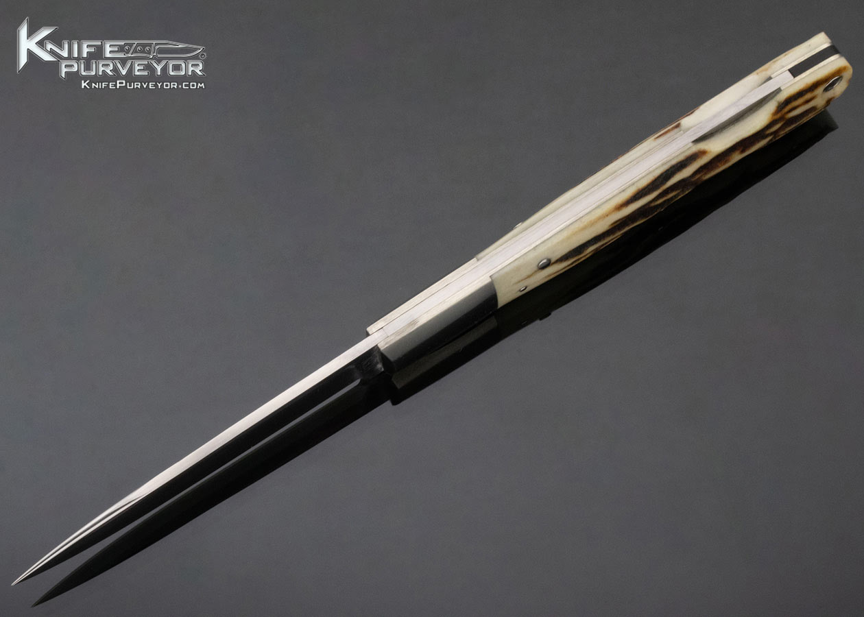 Jess Horn Custom Knife Stag and Nickle Silver Lockback #002 - Image 6