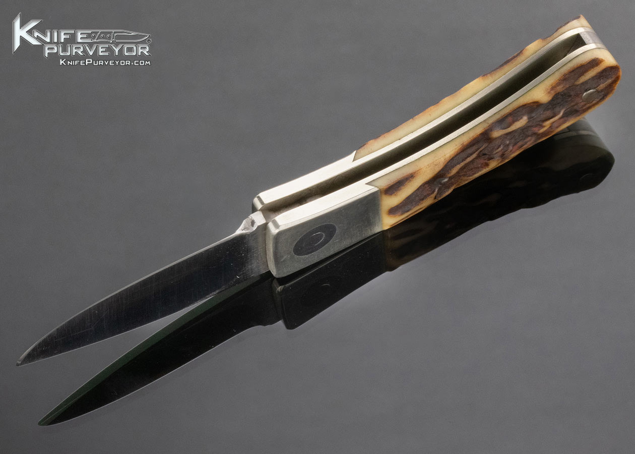 Jimmy Lile Custom Knife Nickel Silver and Sambar Stag Lockback 14683