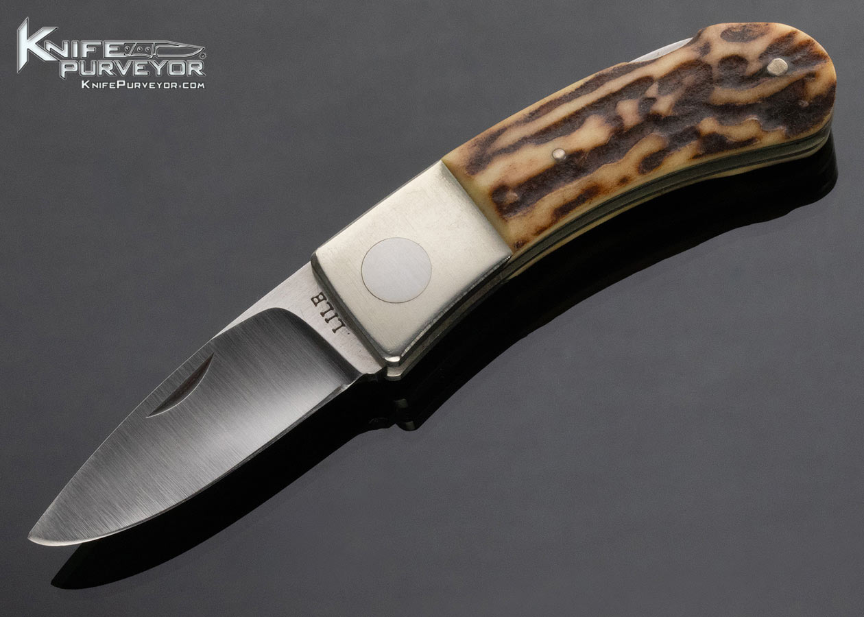 Jimmy Lile Custom Knife Nickel Silver and Sambar Stag Lockback 14683