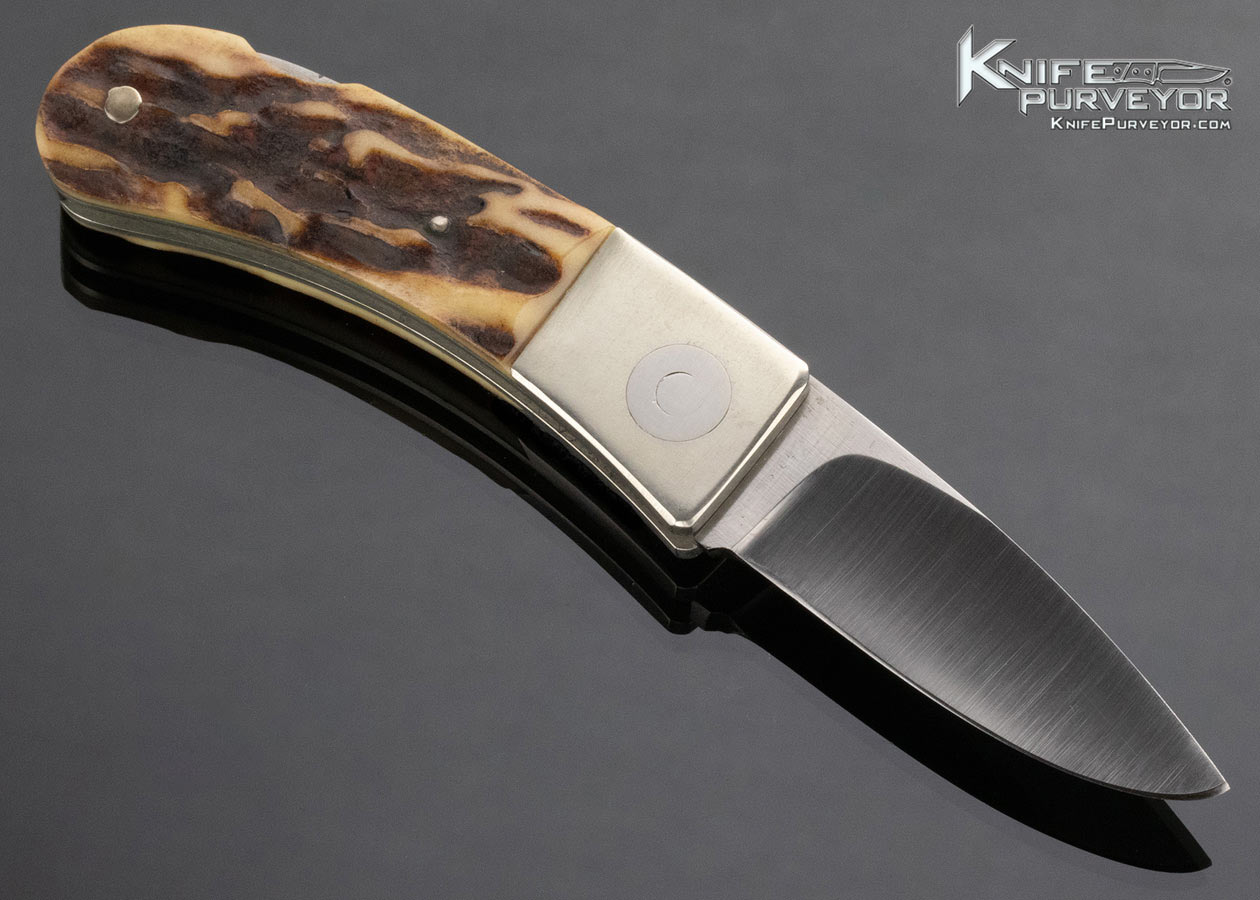 Jimmy Lile Custom Knife Nickel Silver and Sambar Stag Lockback - Image 3