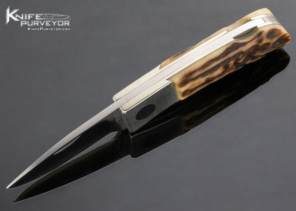 Jimmy Lile Custom Knife Nickel Silver and Sambar Stag Lockback - Image 6