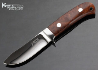 John Young Custom Knife Burlwood Upswept Skinner 17409