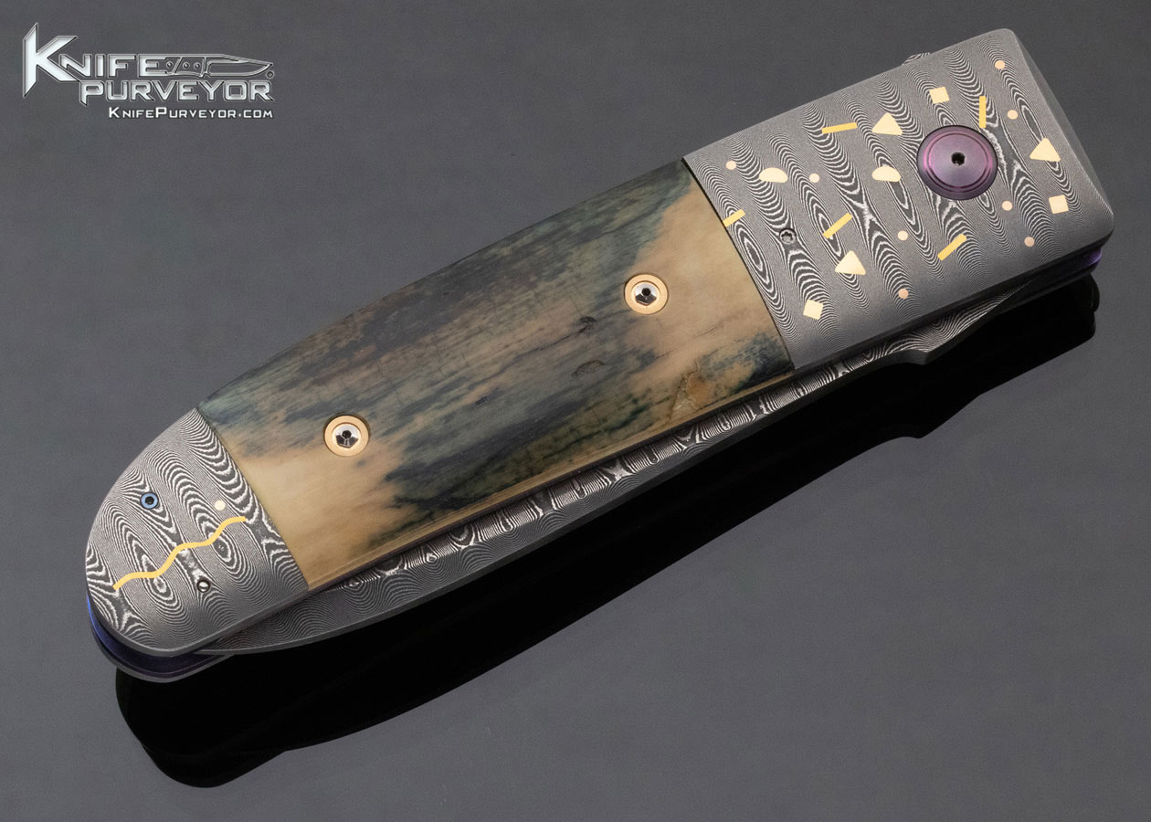 Michael Walker Custom Knife Damasteel Damascus with 24Kt Gold Inlays and Mammoth California Opening Trapdoor Lock Folder - Image 5