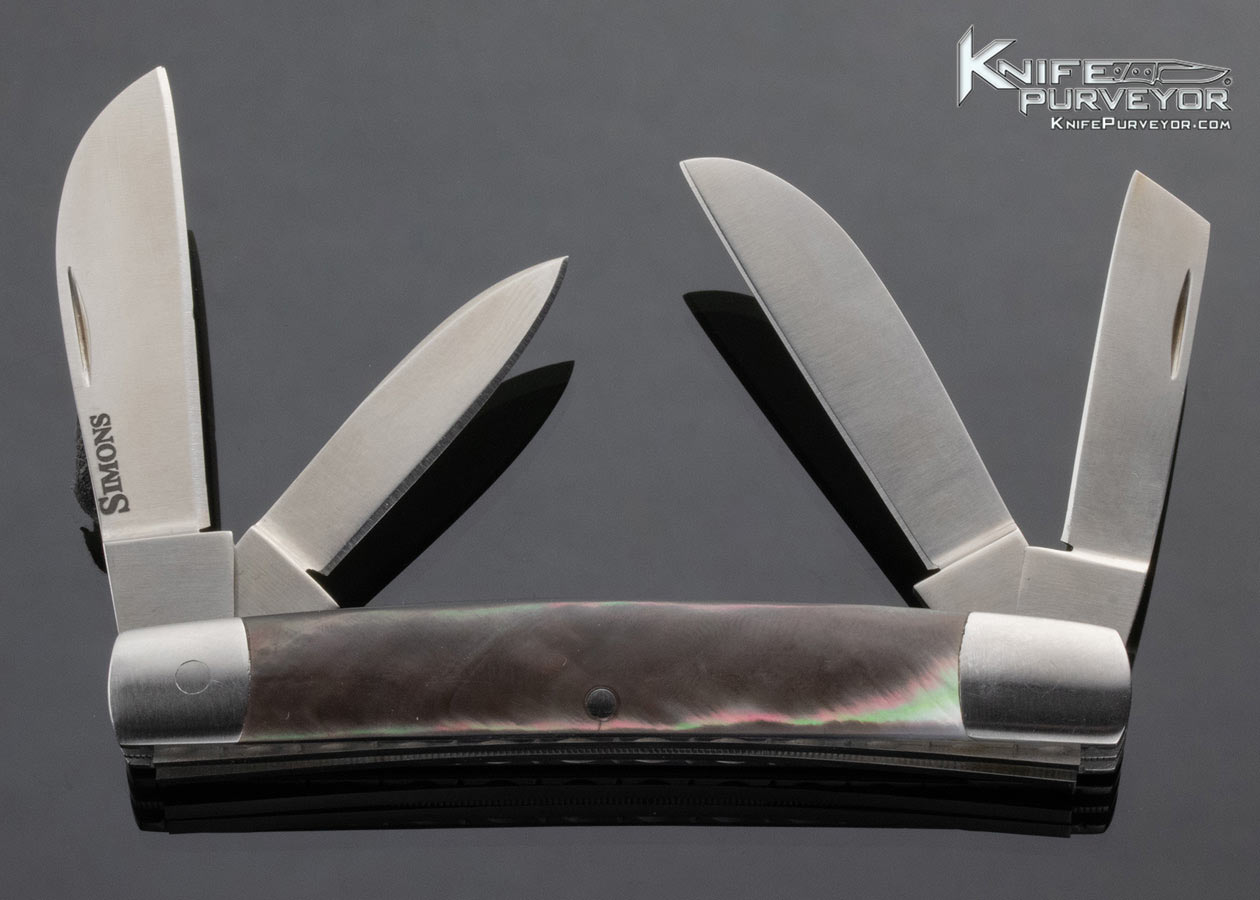 Bill Simons Custom Knife 4 Blade Pearl Stockman - Image 5