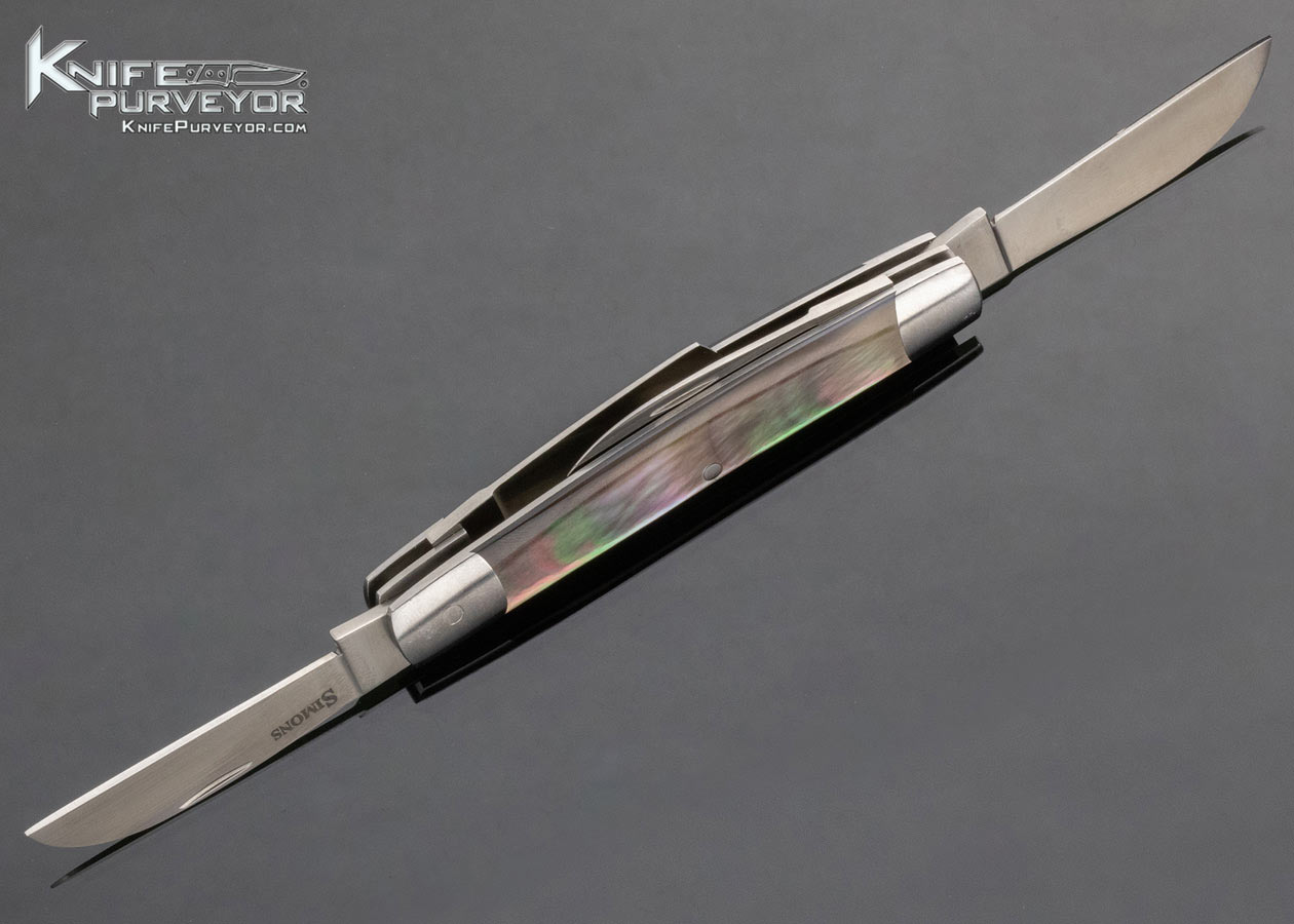 Bill Simons Custom Knife 4 Blade Pearl Stockman - Image 8