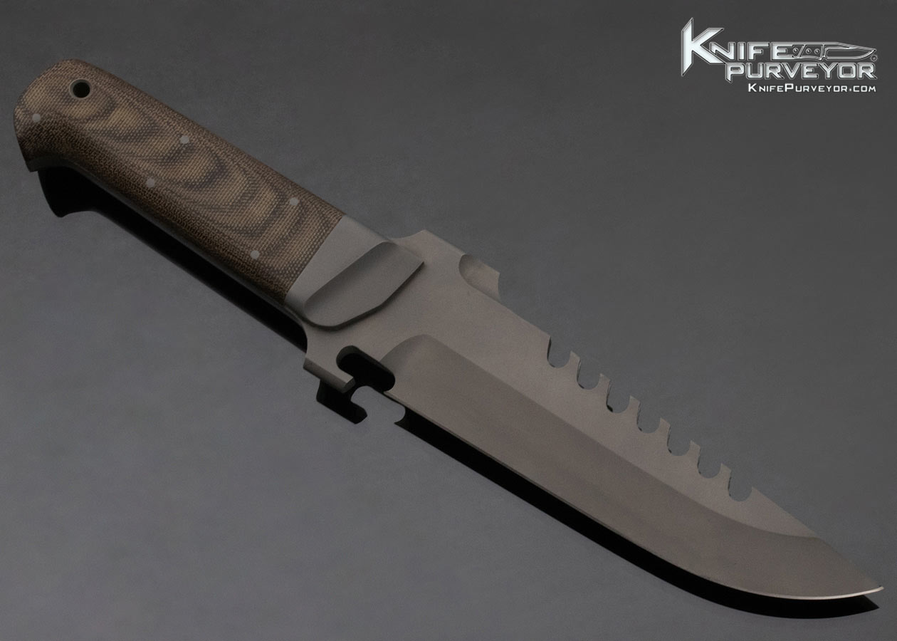 D. E. Casey Custom Knife Micarta and Bead Blasted Tactical Fixed Blade - Image 3