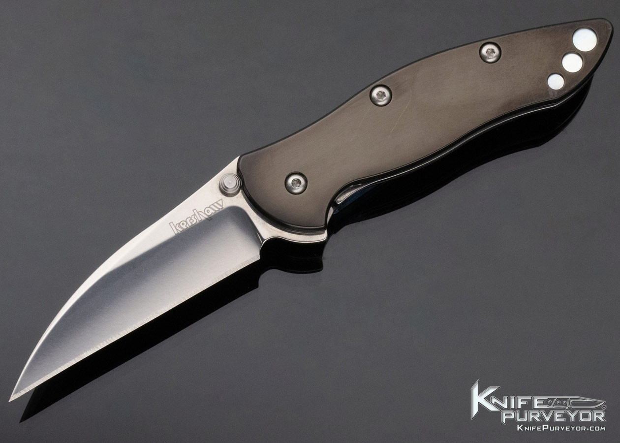 Frank Centofante/Ken Onion/Kershaw Black Pearl with Pearl Inlays Assisted Flipper 11899