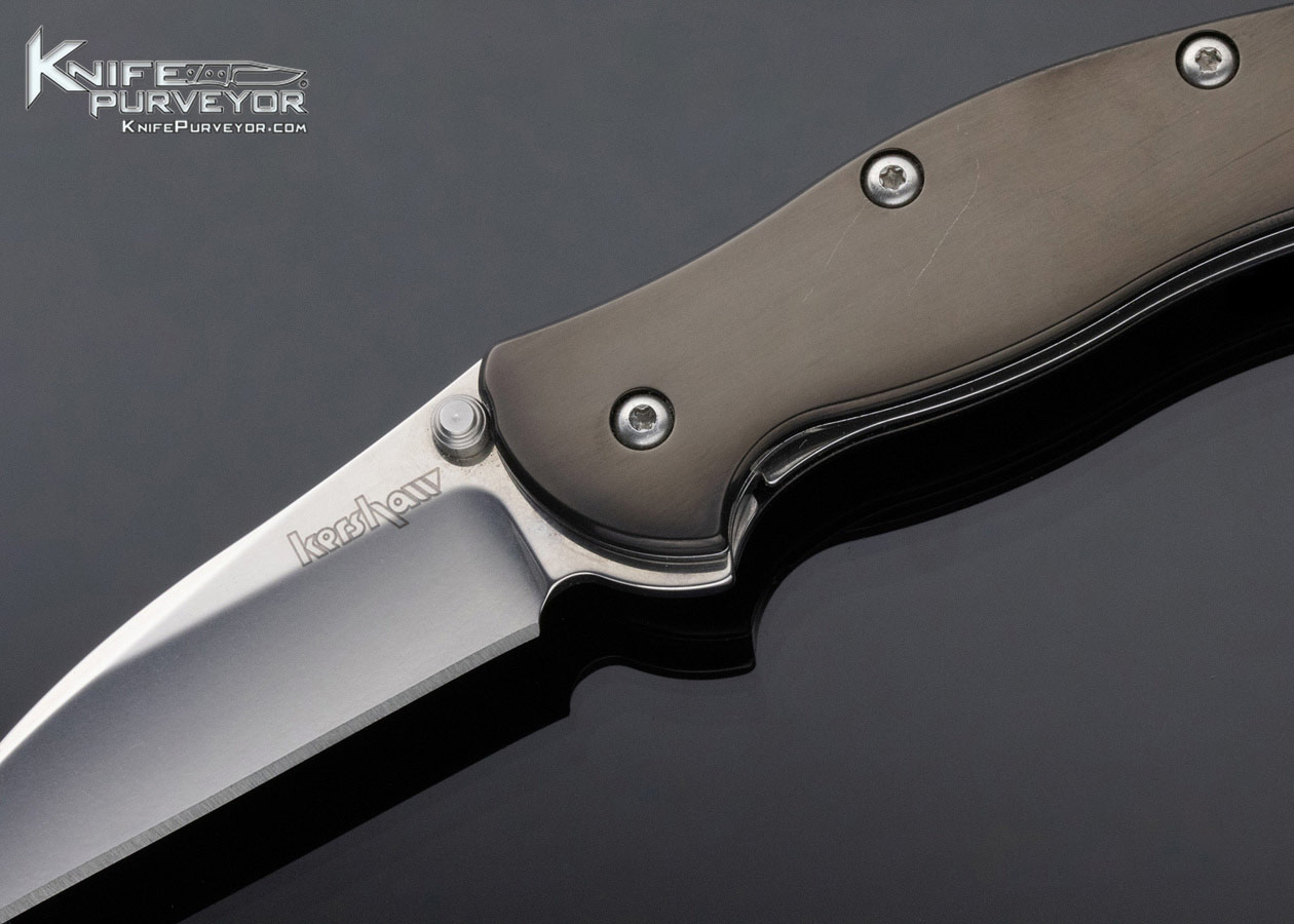Ken Onion Kershaw 1615 Frank Centofante Blued Steel with Pearl Inlays Assisted Opening Linerlock - Image 2