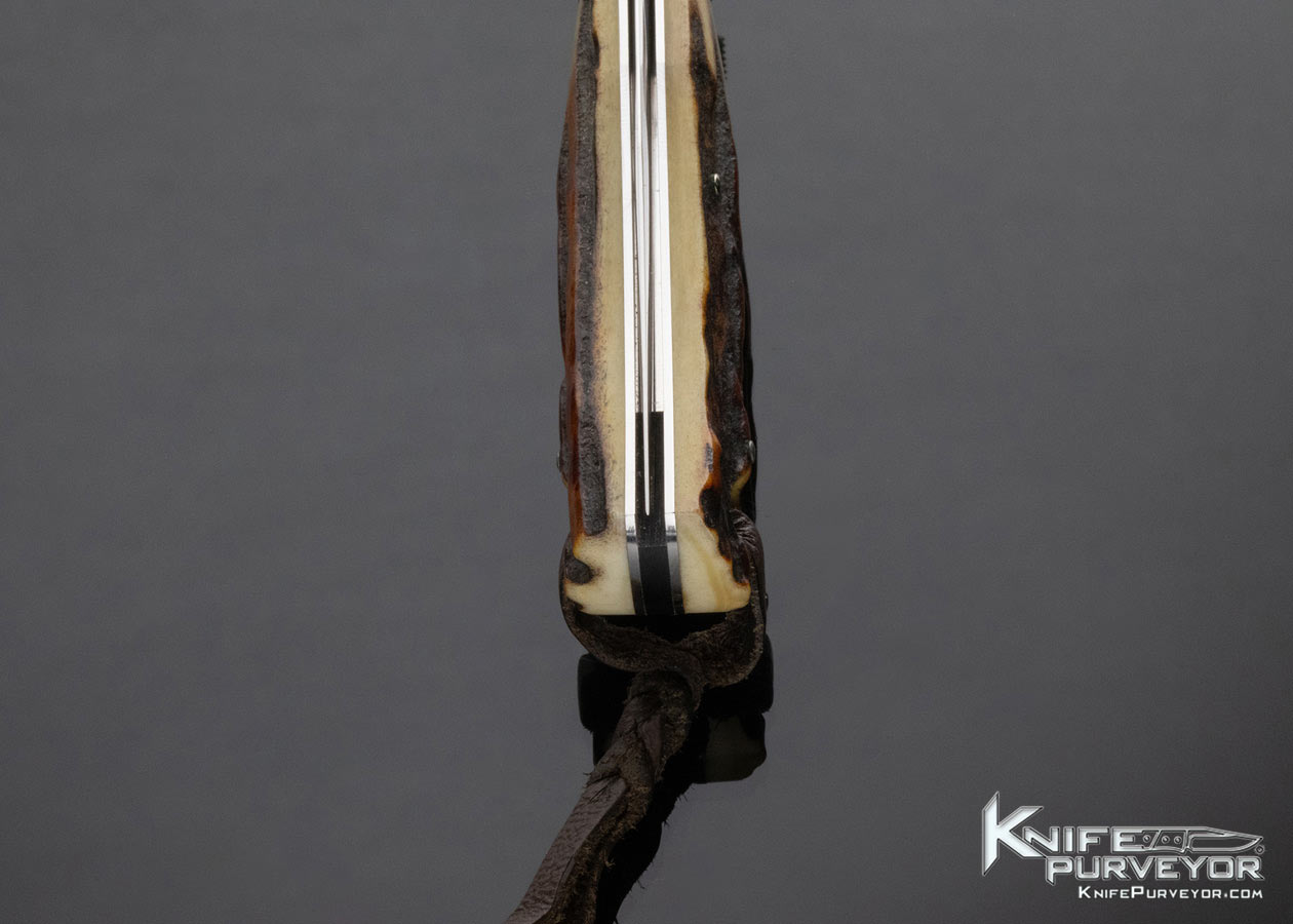 Jess Horn Custom Knife Sambar Stag OH One Hand Lockback - Image 8