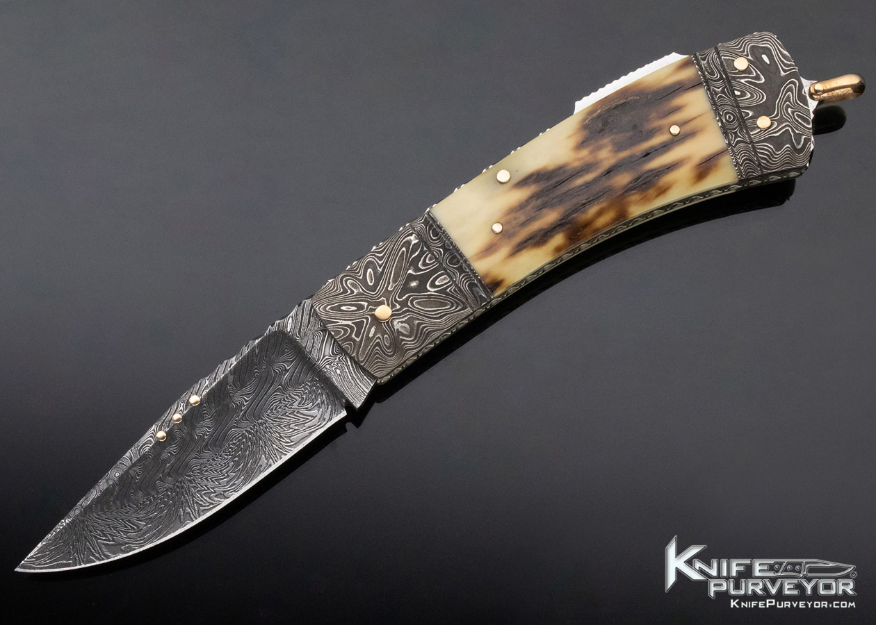 Kaj Embretsen Custom Knife Mammoth and Damascus Lockback 11971