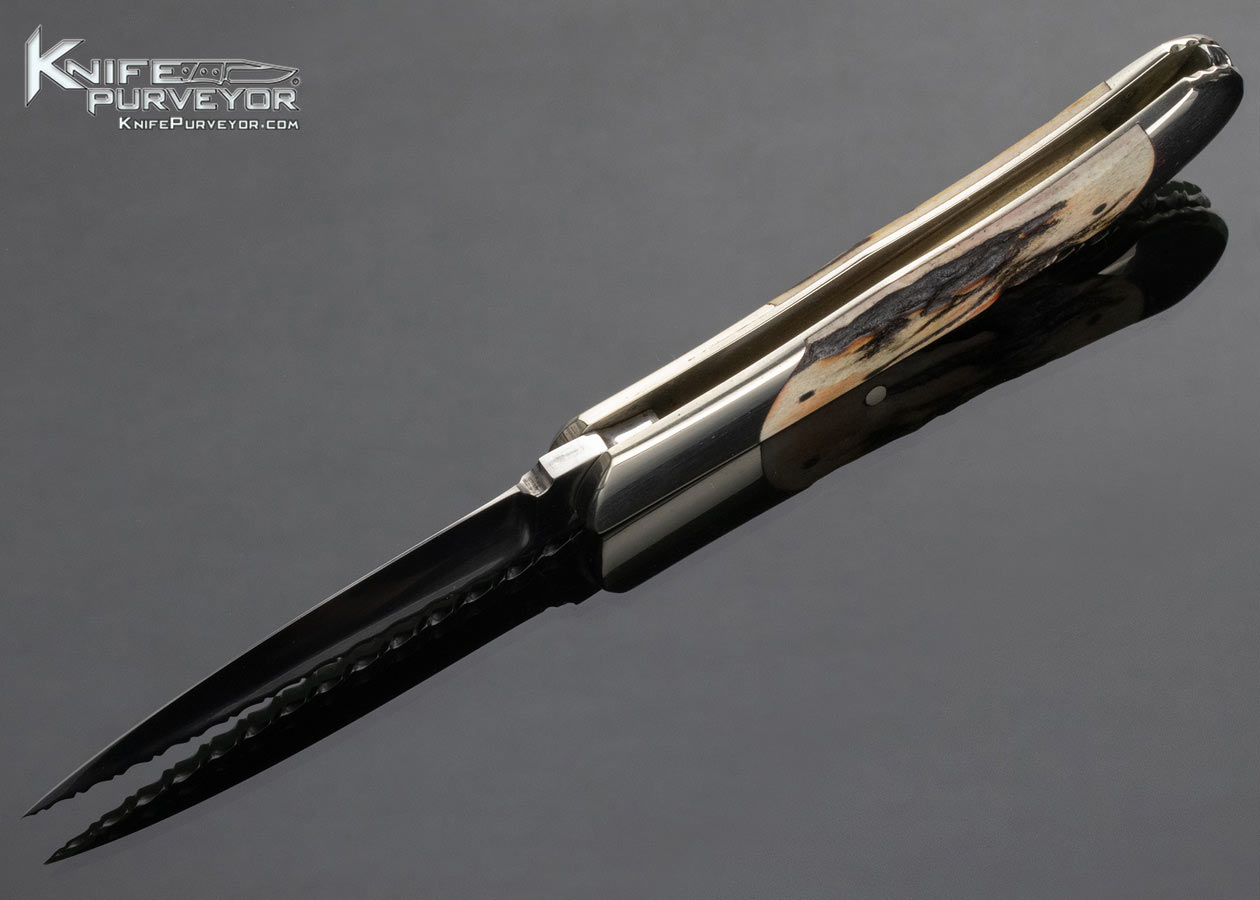 Ken Steigerwalt Custom Knife Lockback Contoured Nickel Silver Bolsters w/ Stag 14706