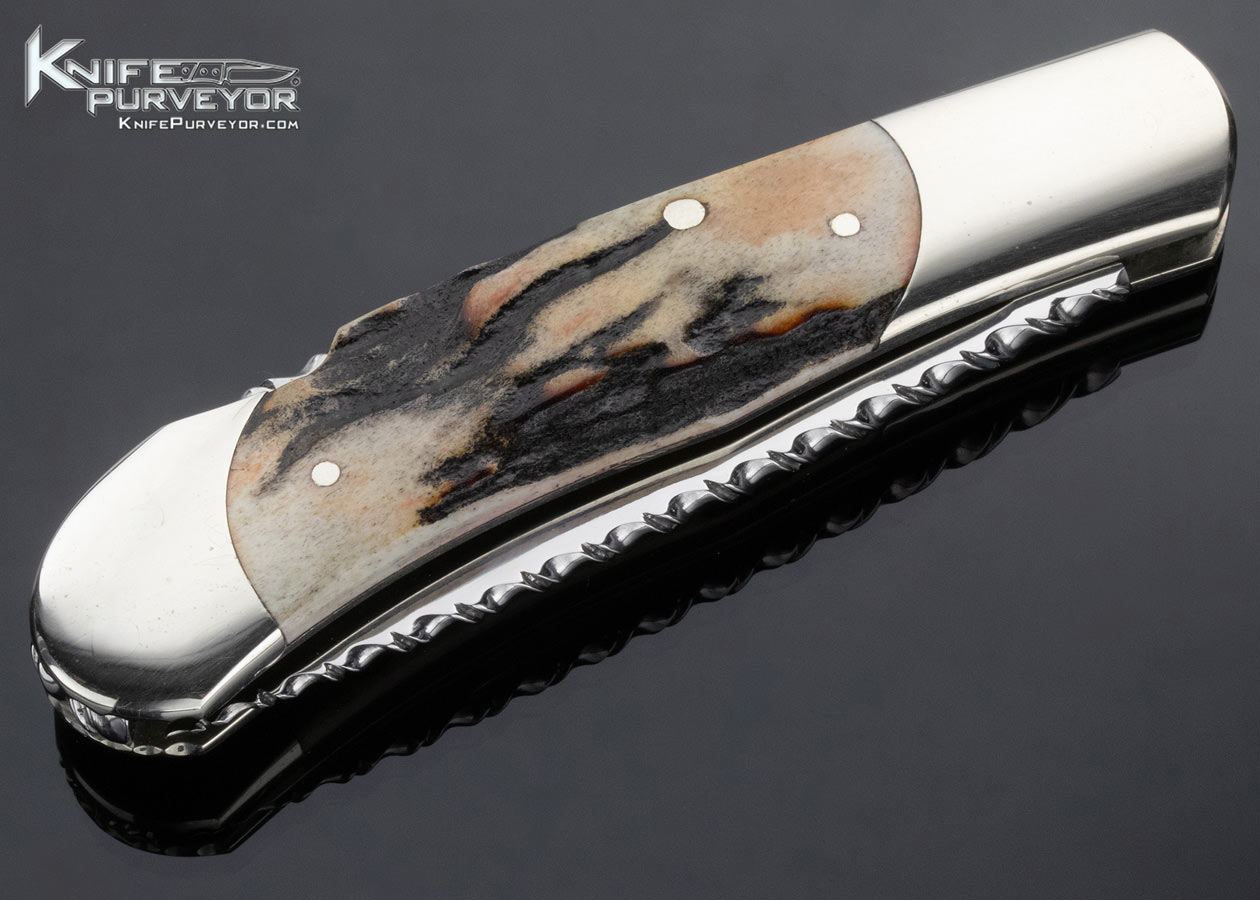 Ken Steigerwalt Custom Knife Stag and Nickel Silver Lockback - Image 9