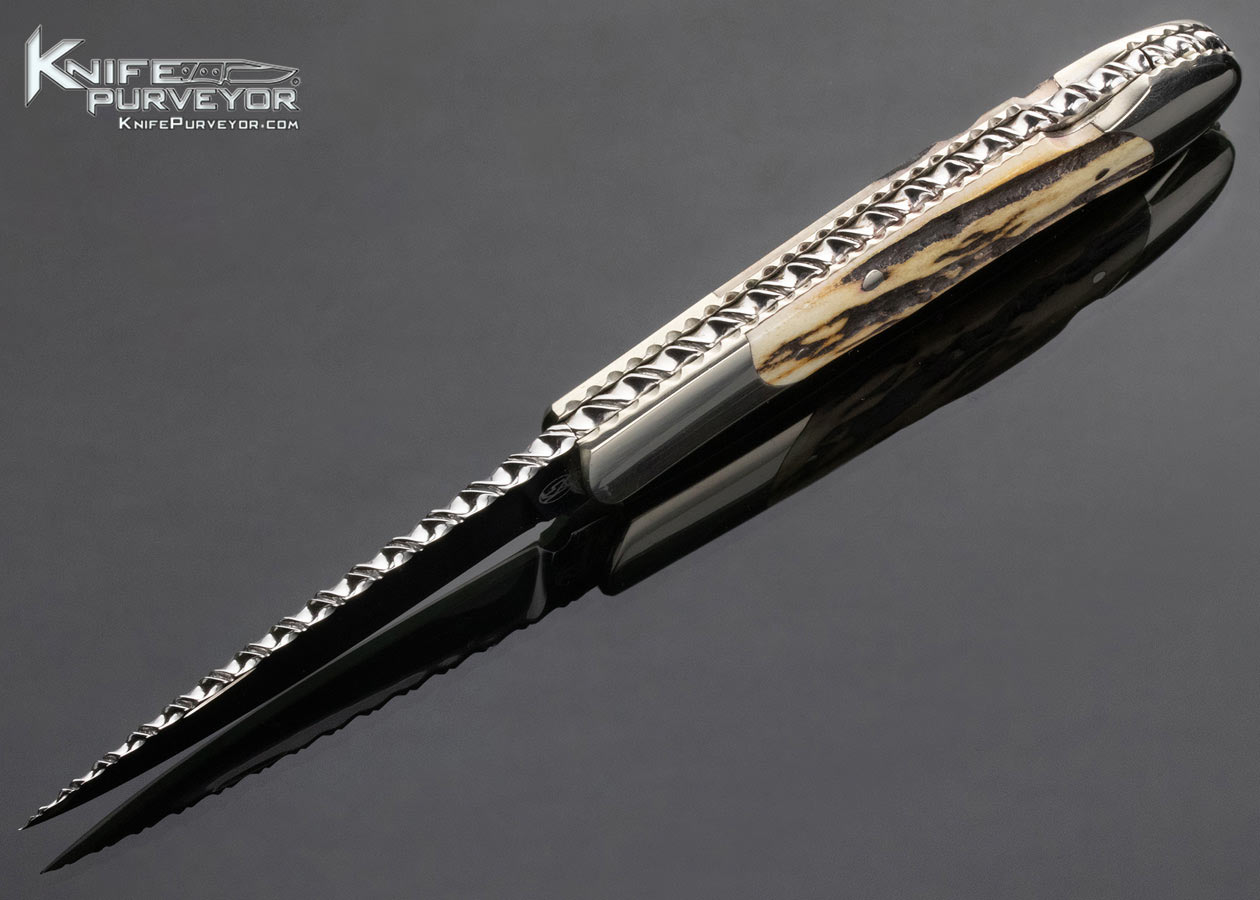 Ken Steigerwalt Custom Knife Stag and Nickel Silver Lockback - Image 10