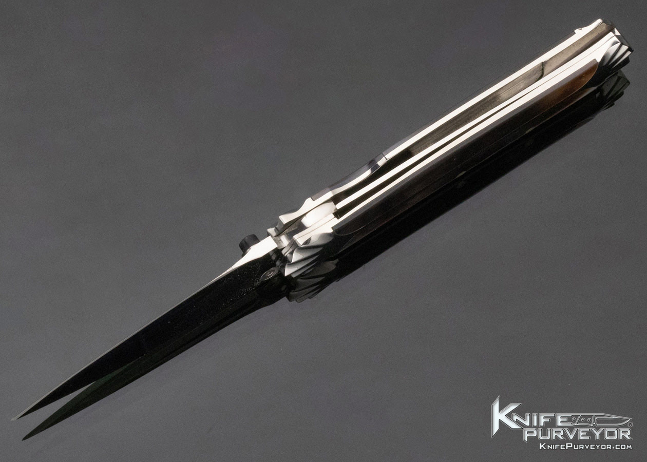 Koji Hara Custom Knife Black Lip Pearl Semi Interframe Linerlock - Image 6