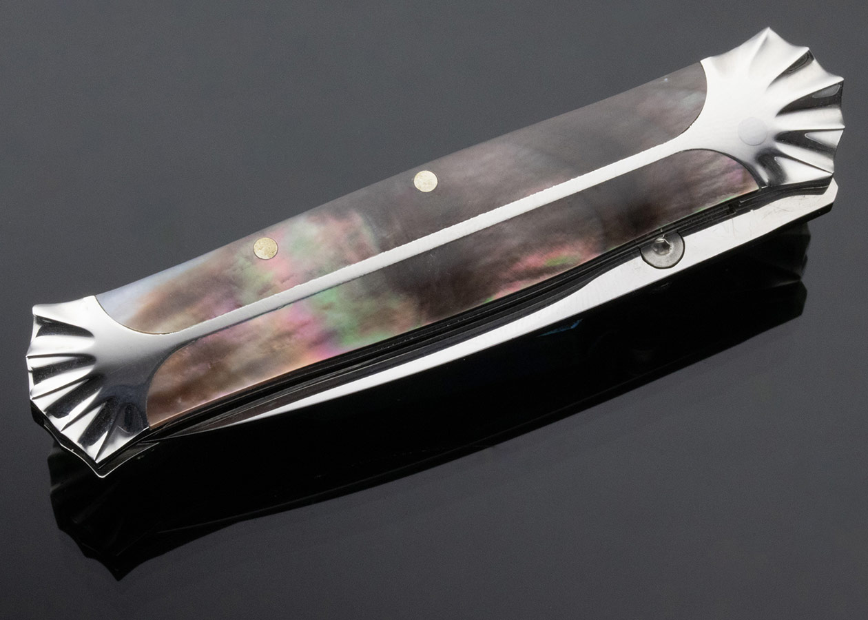 Koji Hara Custom Knife Black Lip Pearl Semi Interframe Linerlock - Image 5
