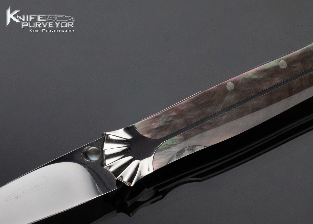 Koji Hara Custom Knife Black Lip Pearl Semi Interframe Linerlock - Image 2