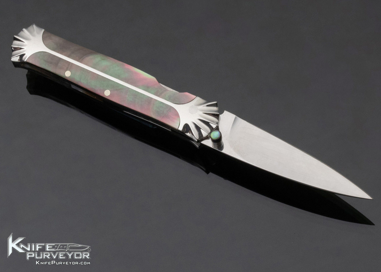 Koji Hara Custom Knife Black Lip Pearl Semi Interframe Linerlock - Image 3