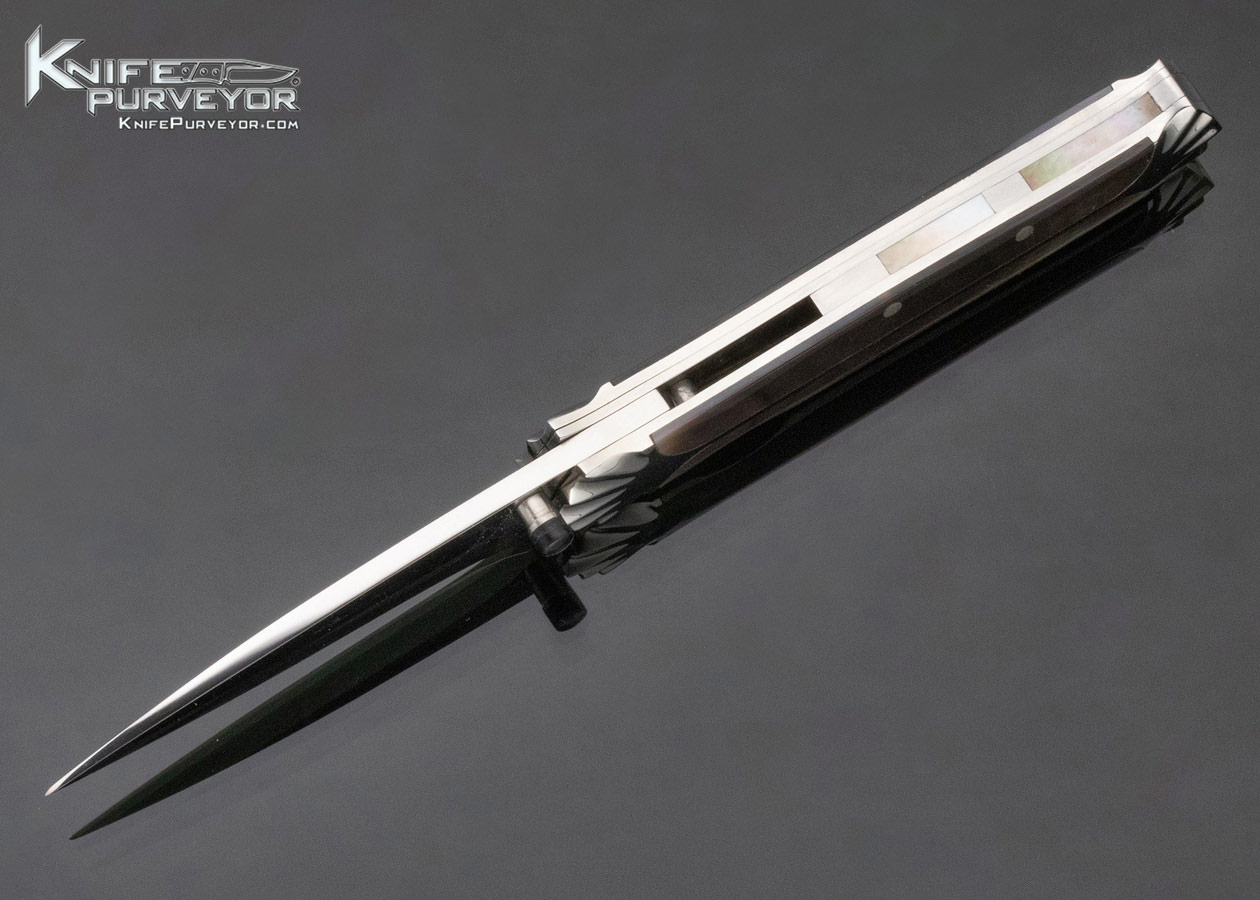 Koji Hara Custom Knife Black Lip Pearl Semi Interframe Linerlock - Image 7