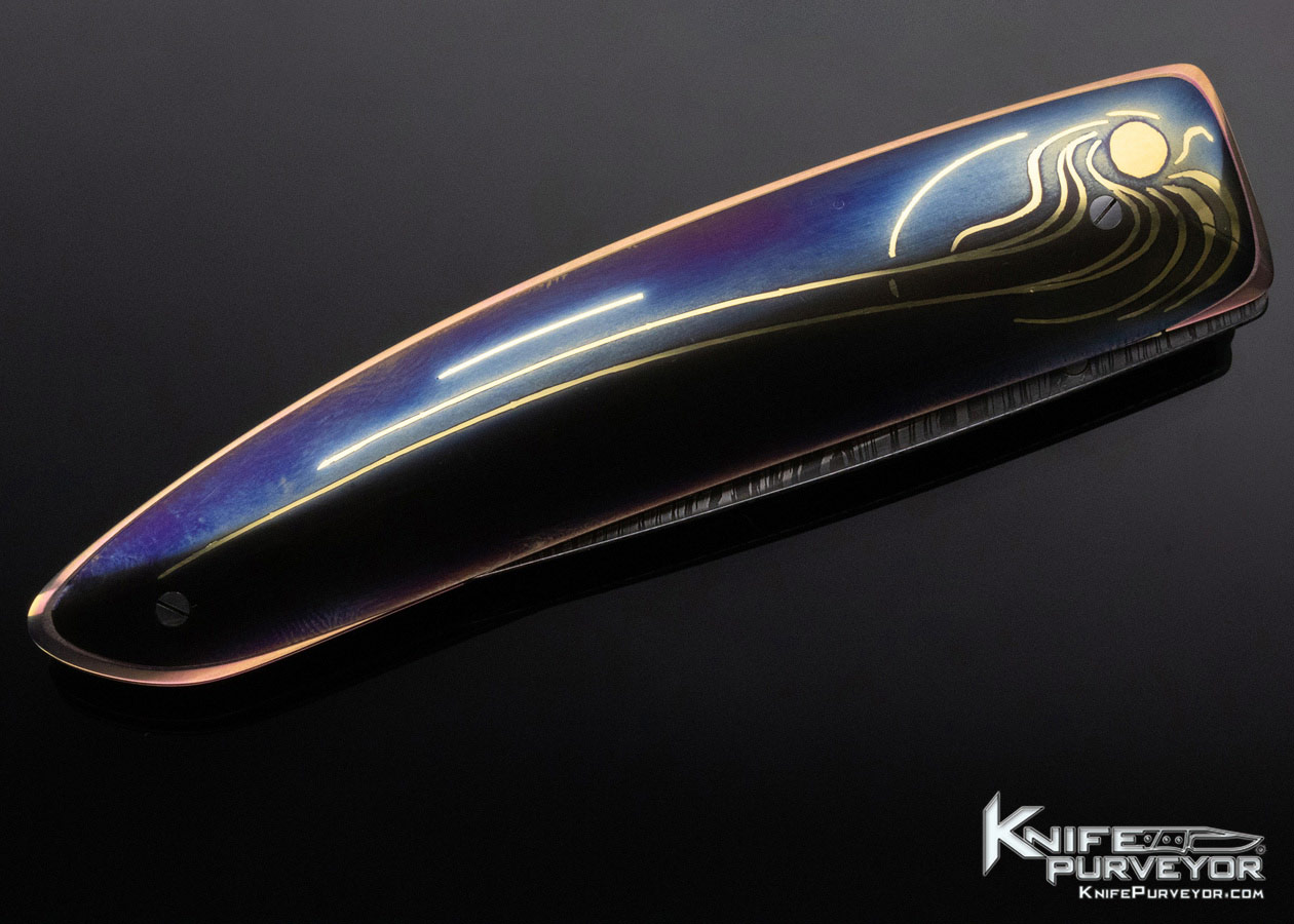 Owen Wood Custom Knife Armin Winkler Engraved N'Dabele Pattern Inset with 24K Gold Linerlock - Image 5