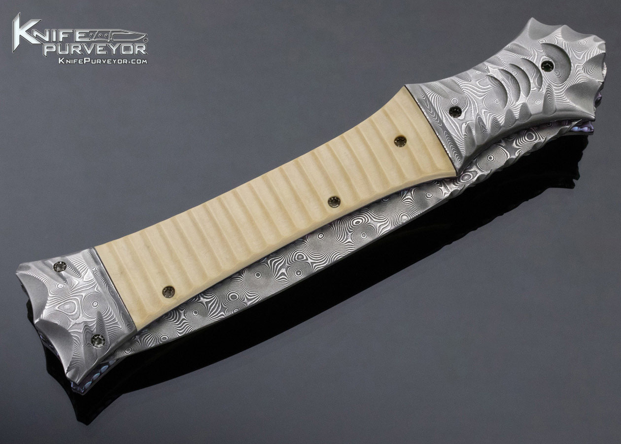 Rainy Vallotton Custom Knife Fluted Mammoth and Raindrop Pattern Damascus Double Action Automatic Slidewinder - Image 5