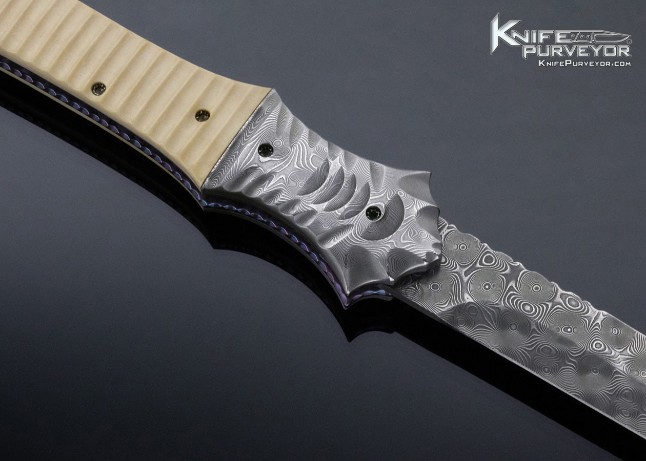 Rainy Vallotton Custom Knife Fluted Mammoth and Raindrop Pattern Damascus Double Action Automatic Slidewinder - Image 4