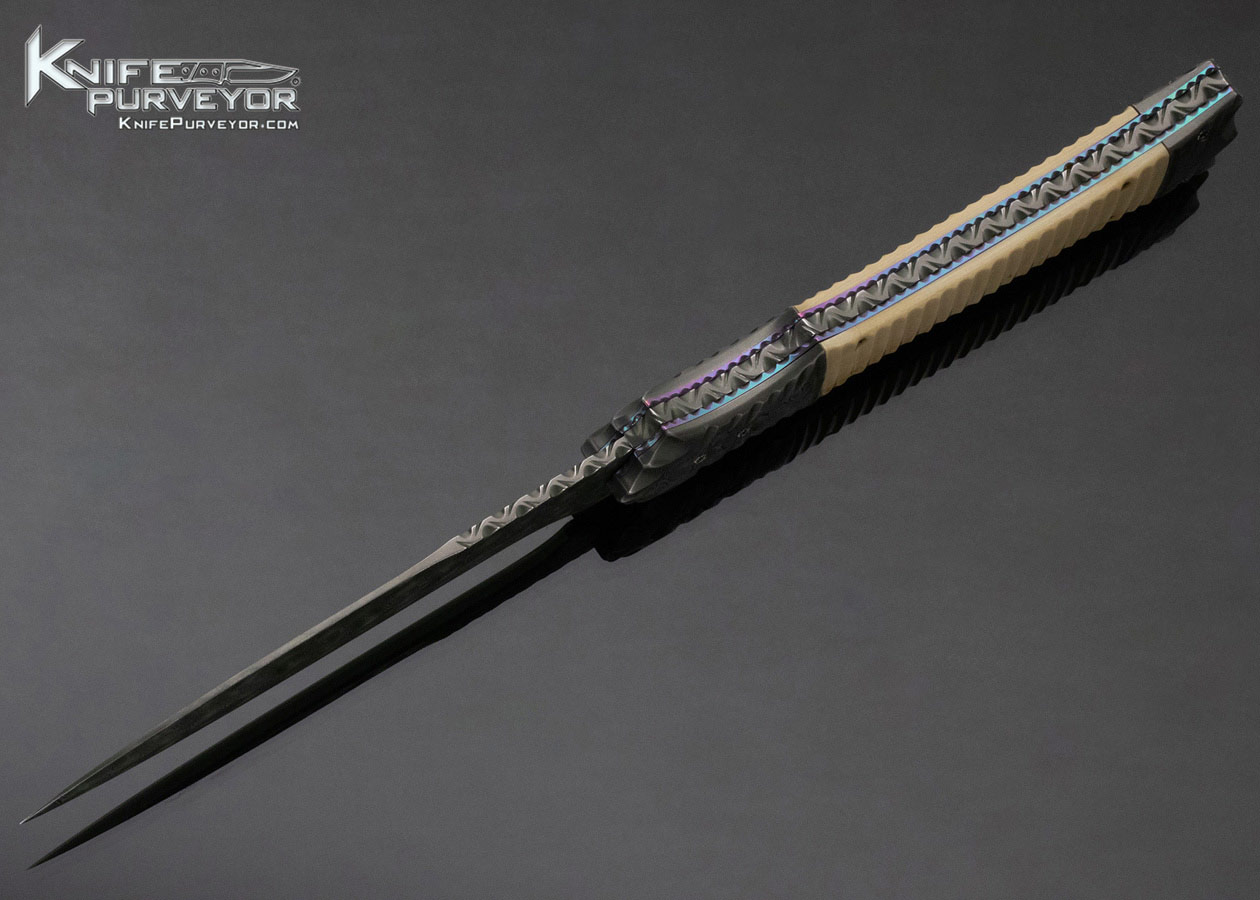 Rainy Vallotton Custom Knife Fluted Mammoth and Raindrop Pattern Damascus Double Action Automatic Slidewinder - Image 7