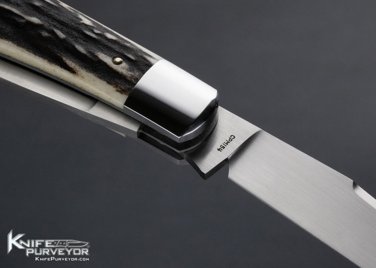 Reese Bose Custom Knife 2 Blade Sambar Stag Trapper with Half Stops and Federal Shield Slipjoint - Image 4