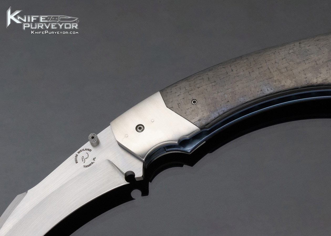 Reese Weiland Custom Knife Carbon Fiber Hawkbill Linerlock - Image 2