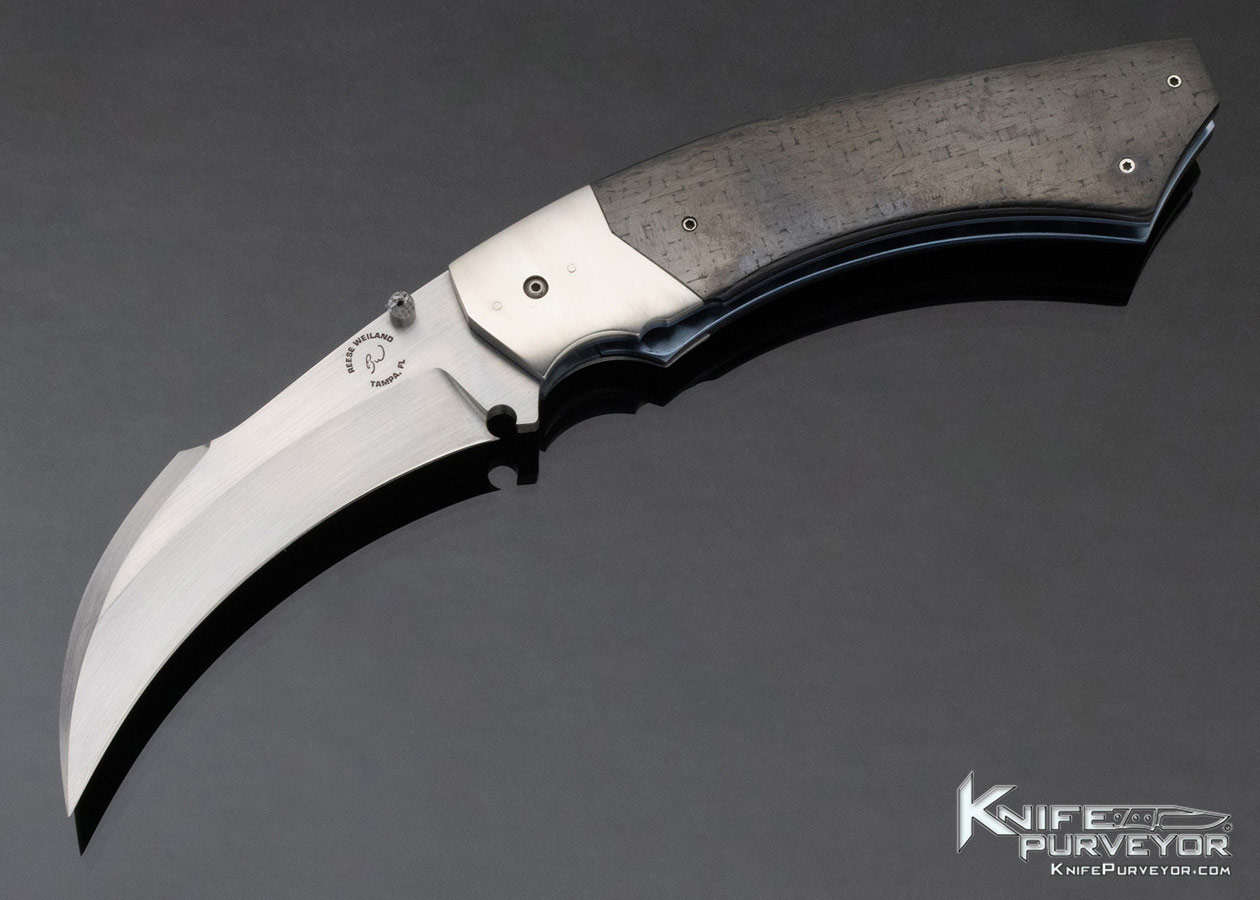 Reese Weiland Custom Knife Carbon Fiber Hawkbill Linerlock 12195
