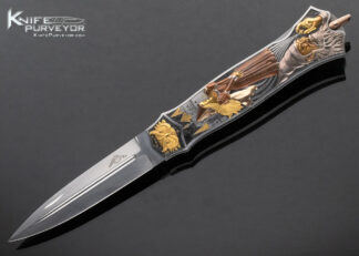Warren Osborne Custom Knife "Wizard, Dragon and Princess" Lockback Dagger Engraved by Ron Skaggs 15267