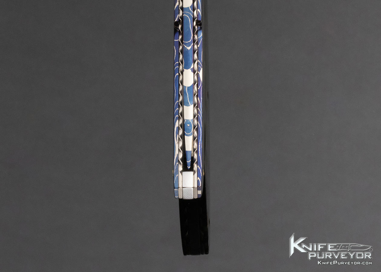 Antonio Fogarizzu Custom Knife Blued Mosaic Damascus Linerlock - Image 8