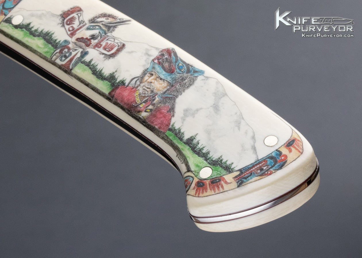 Chubby Hueske Custom Knife Sandra Brady Scrimshawed Drop Point Hunter - Image 5