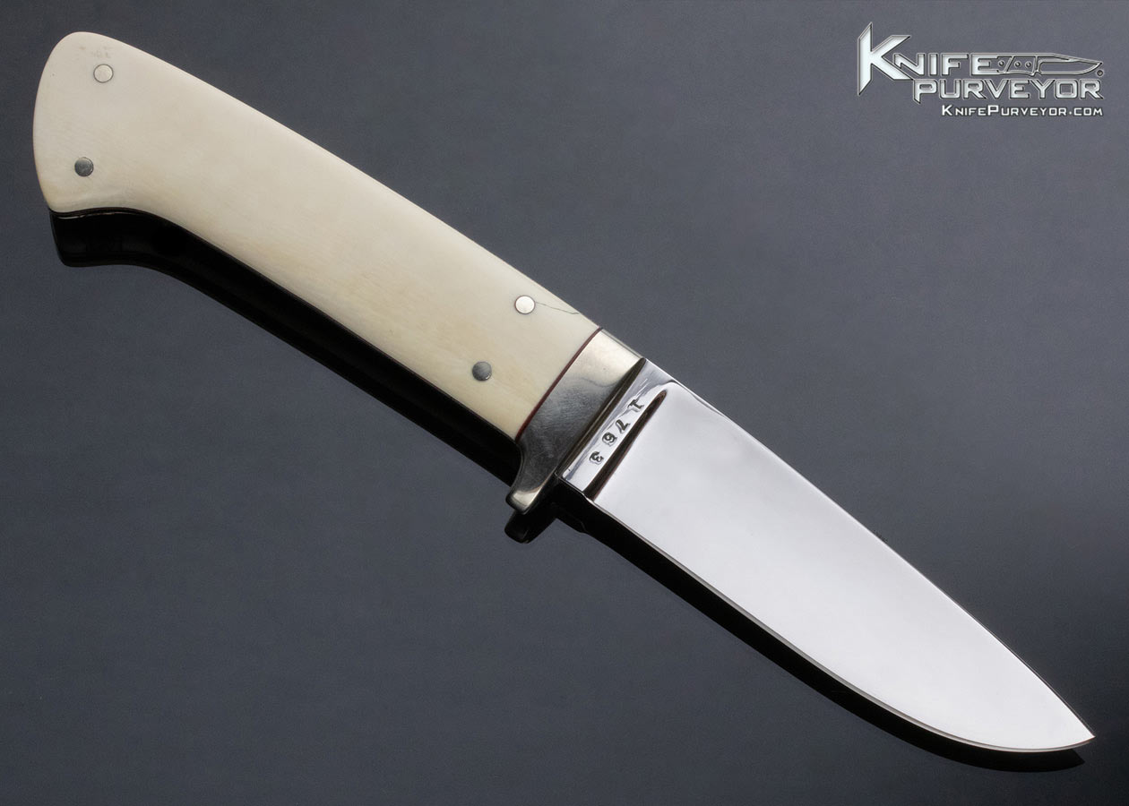 Chubby Hueske Custom Knife Sandra Brady Scrimshawed Drop Point Hunter - Image 3