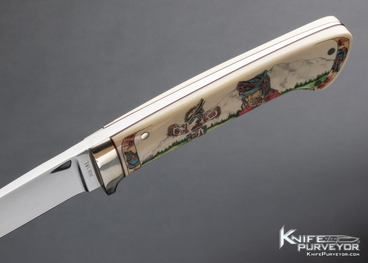 Chubby Hueske Custom Knife Sandra Brady Scrimshawed Drop Point Hunter - Image 7