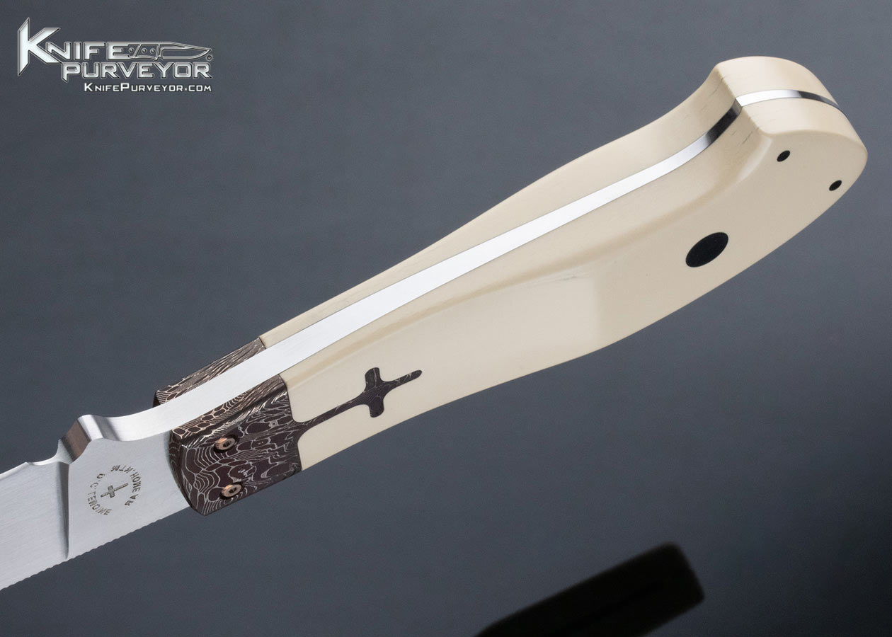 David Lemoine Custom Knife Paper Micarta and Damascus Hunter - Image 6