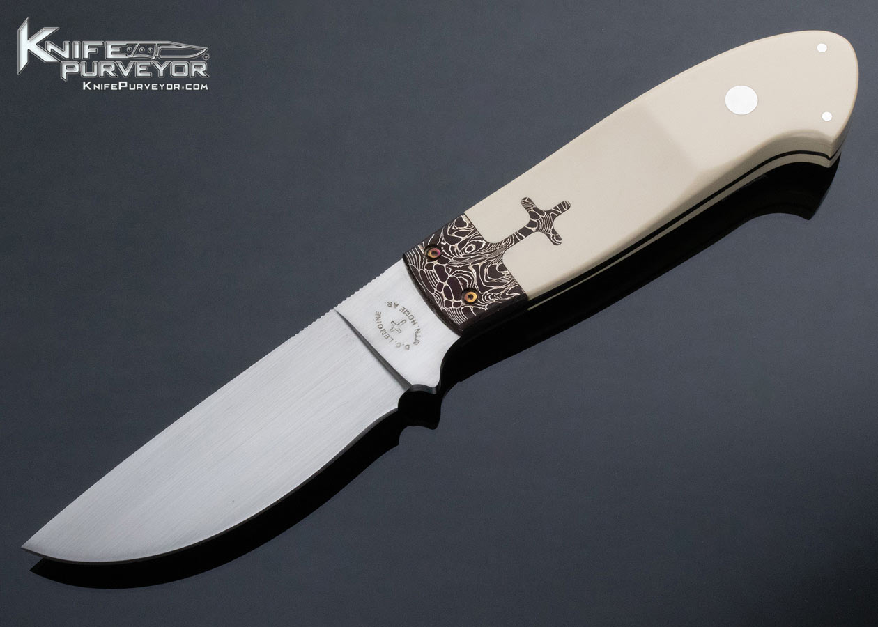 David Lemoine Custom Knife Paper Micarta and Damascus Hunter