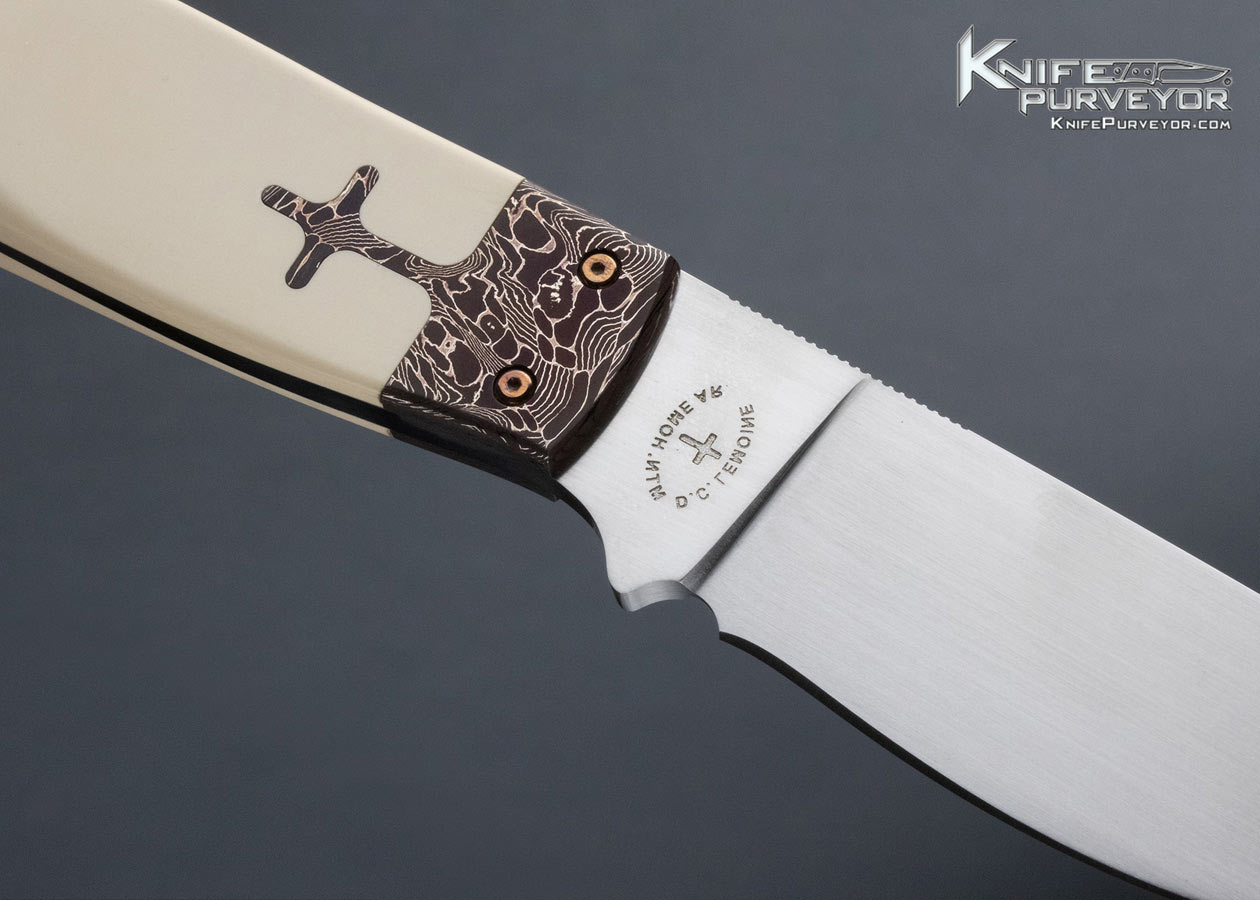 David Lemoine Custom Knife Paper Micarta and Damascus Hunter - Image 4