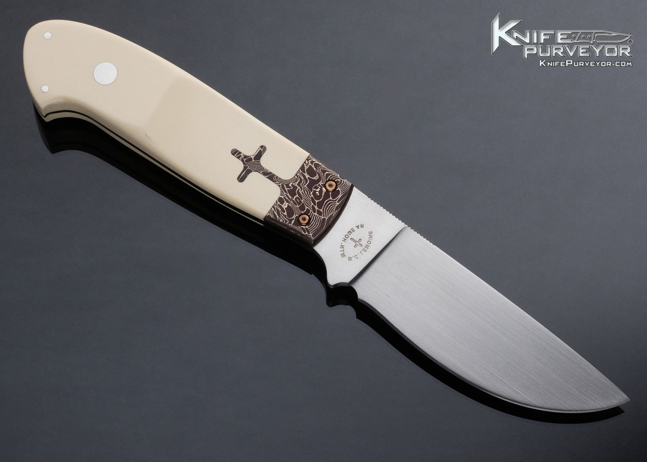 David Lemoine Custom Knife Paper Micarta and Damascus Hunter - Image 3