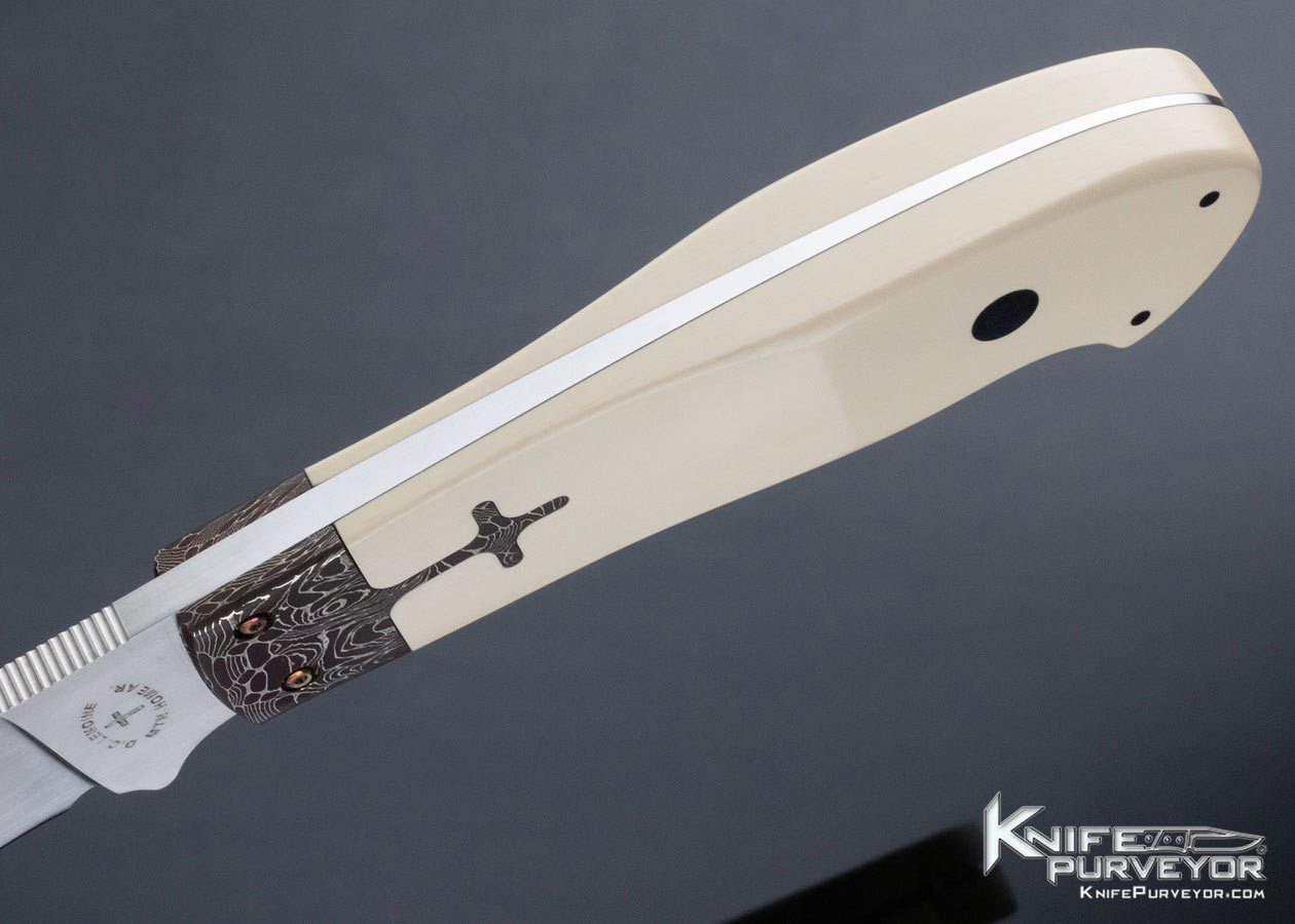 David Lemoine Custom Knife Paper Micarta and Damascus Hunter - Image 5